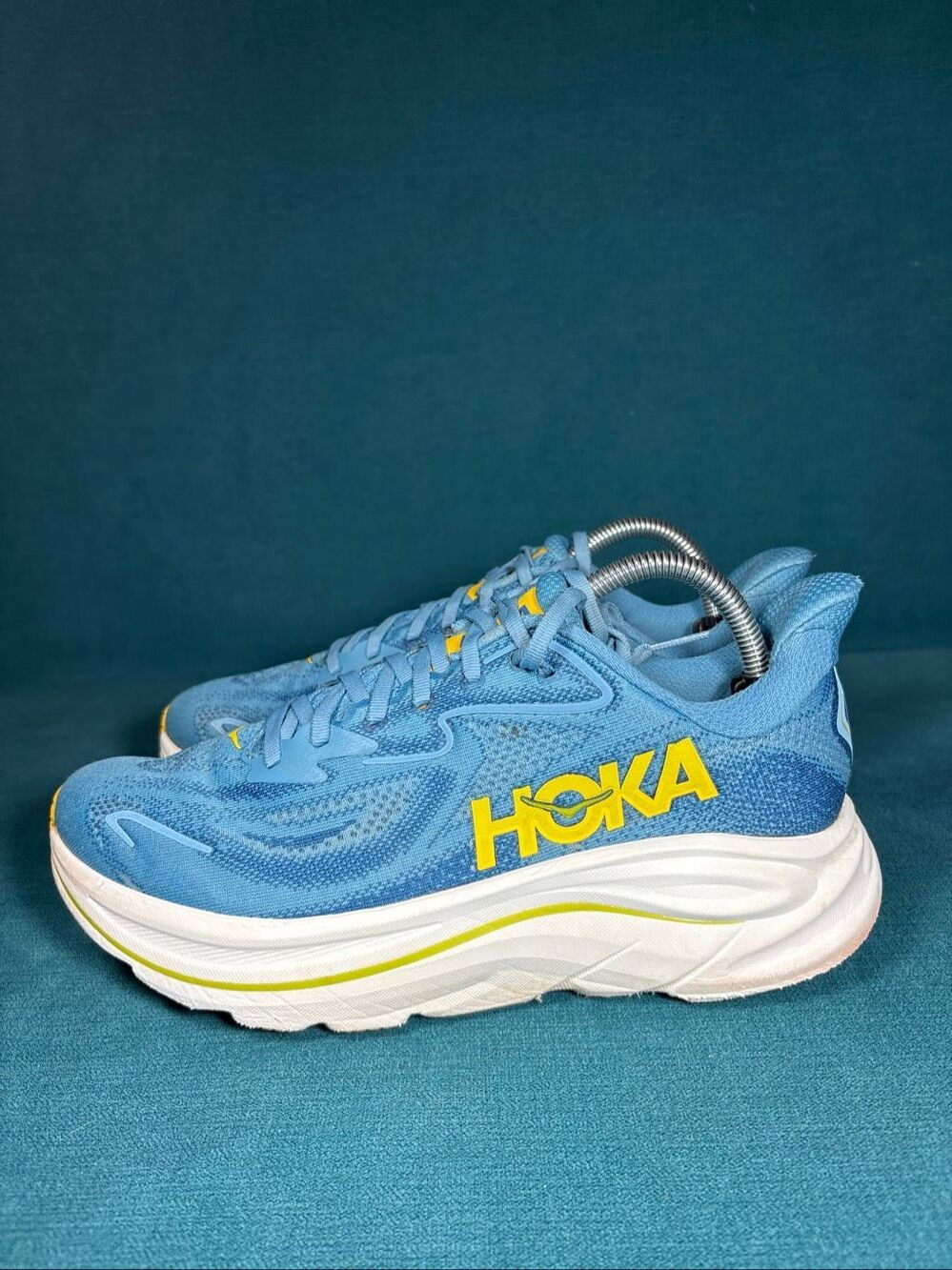 Hoka One One Clifton 10 Mens Size 8D Running Shoes Blue Yellow 1162030 ALF